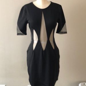 Black bodycon peekaboo mini dress